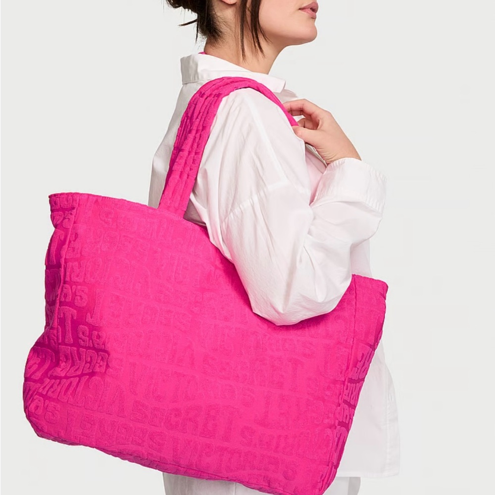 Victoria’s Secret Hot Pink Terry Tote Overnight Bag